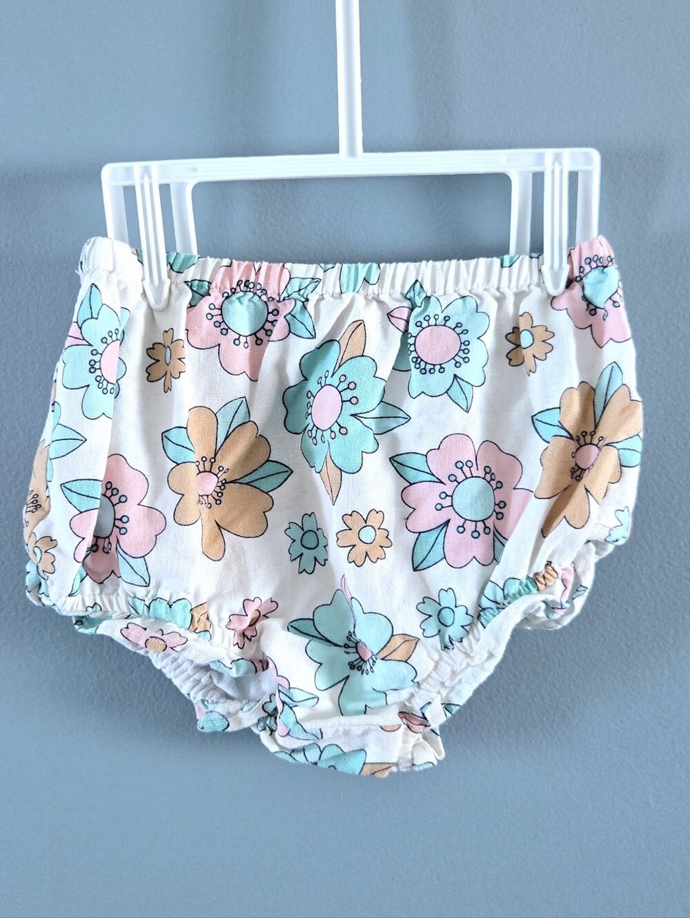 Baby Floral Bloomers Diaper Cover - Pastel Pink, Mint & Peach